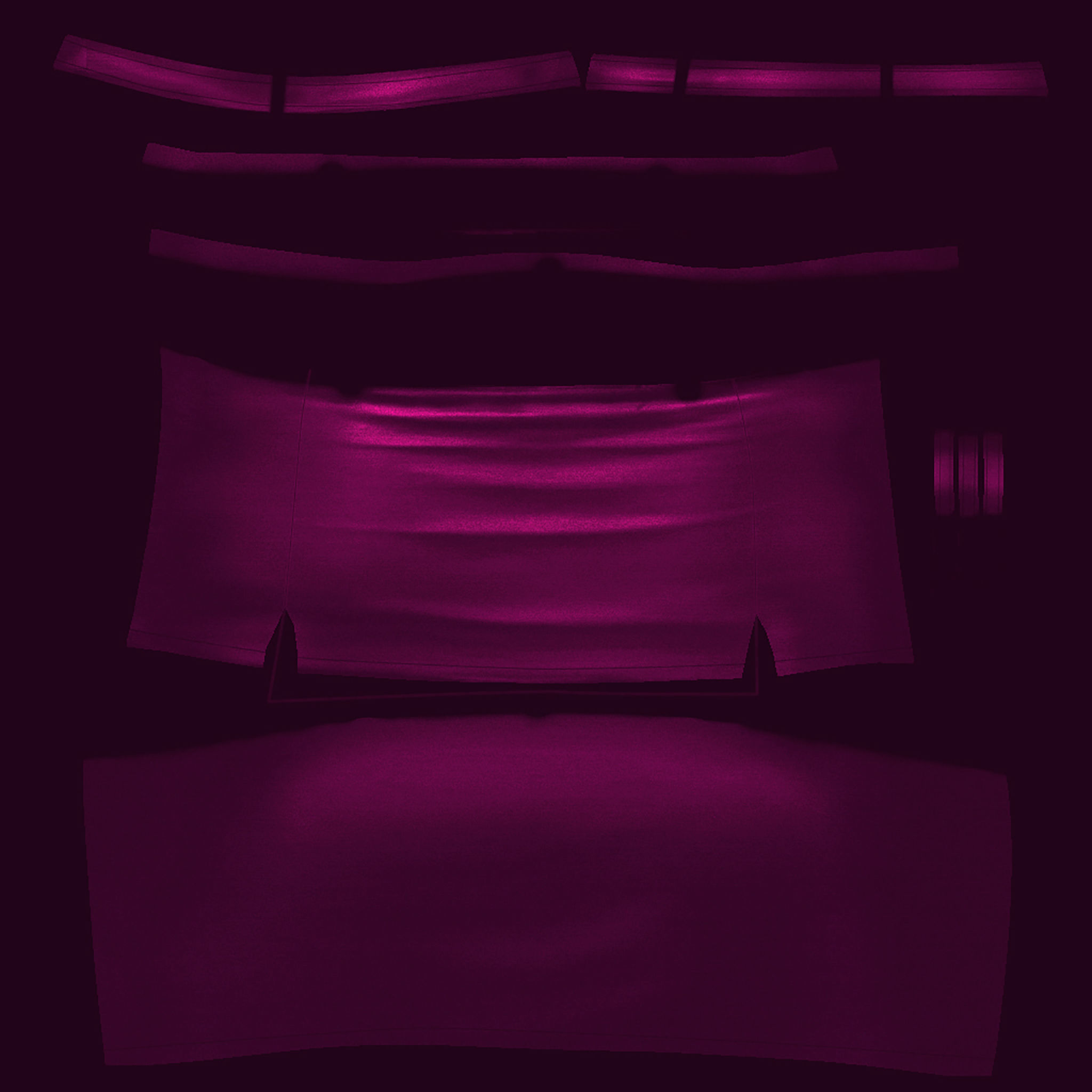 Double Front Slits Mini Skirt with Belt Low-poly 3D model_9