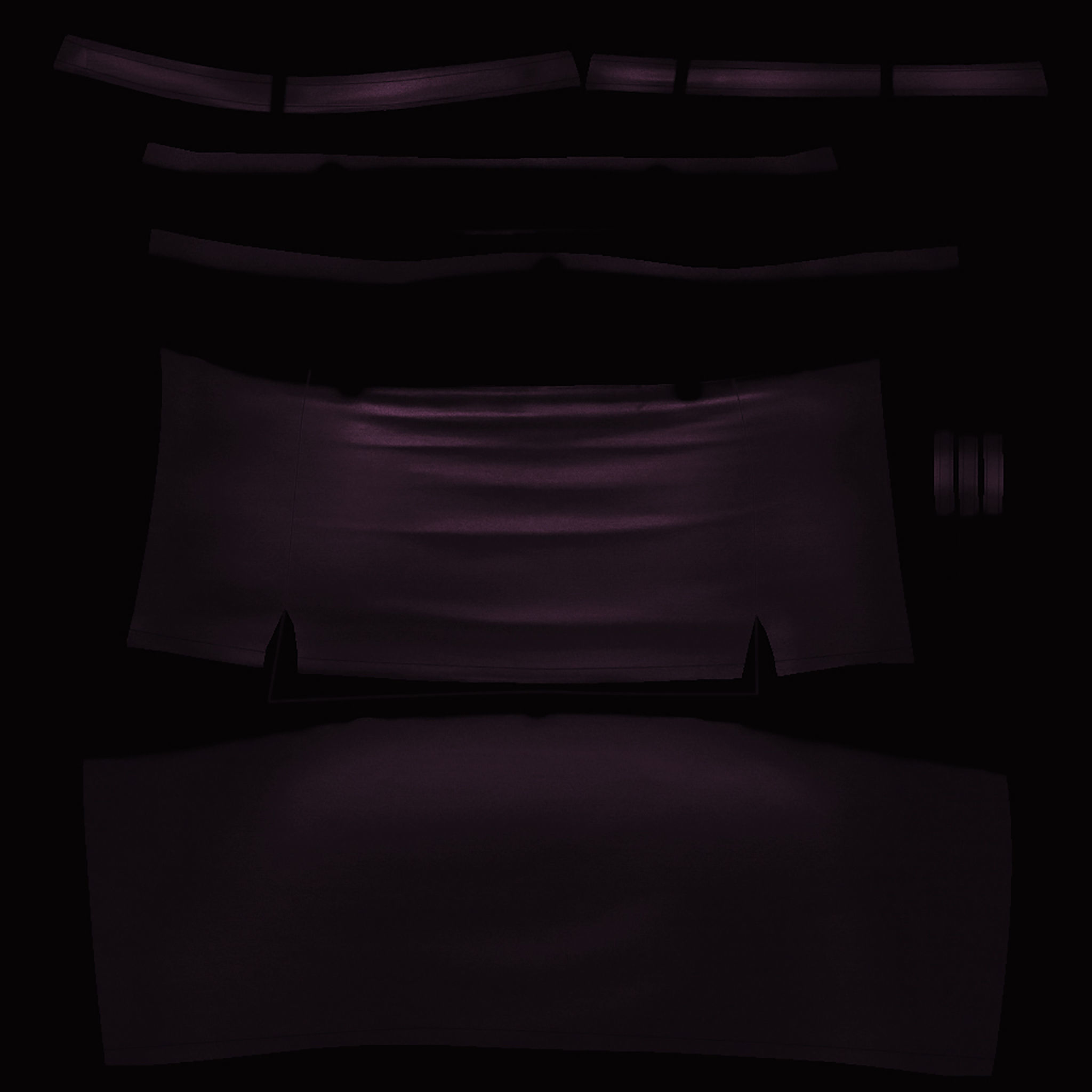 Double Front Slits Mini Skirt with Belt Low-poly 3D model_6