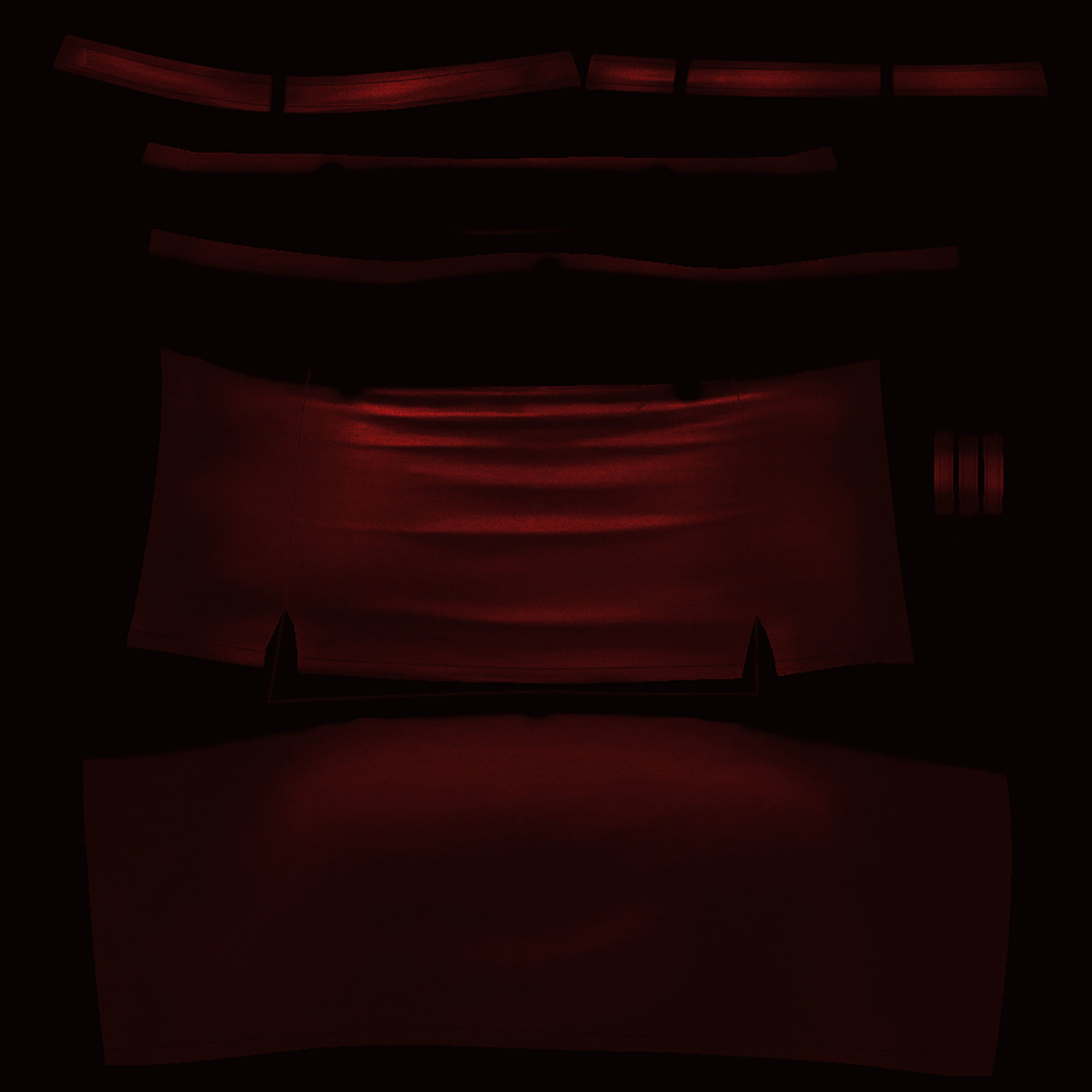 Double Front Slits Mini Skirt with Belt Low-poly 3D model_7