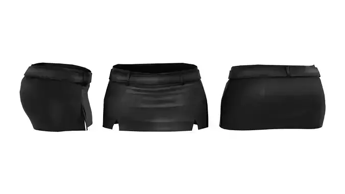 Double Front Slits Mini Skirt with Belt