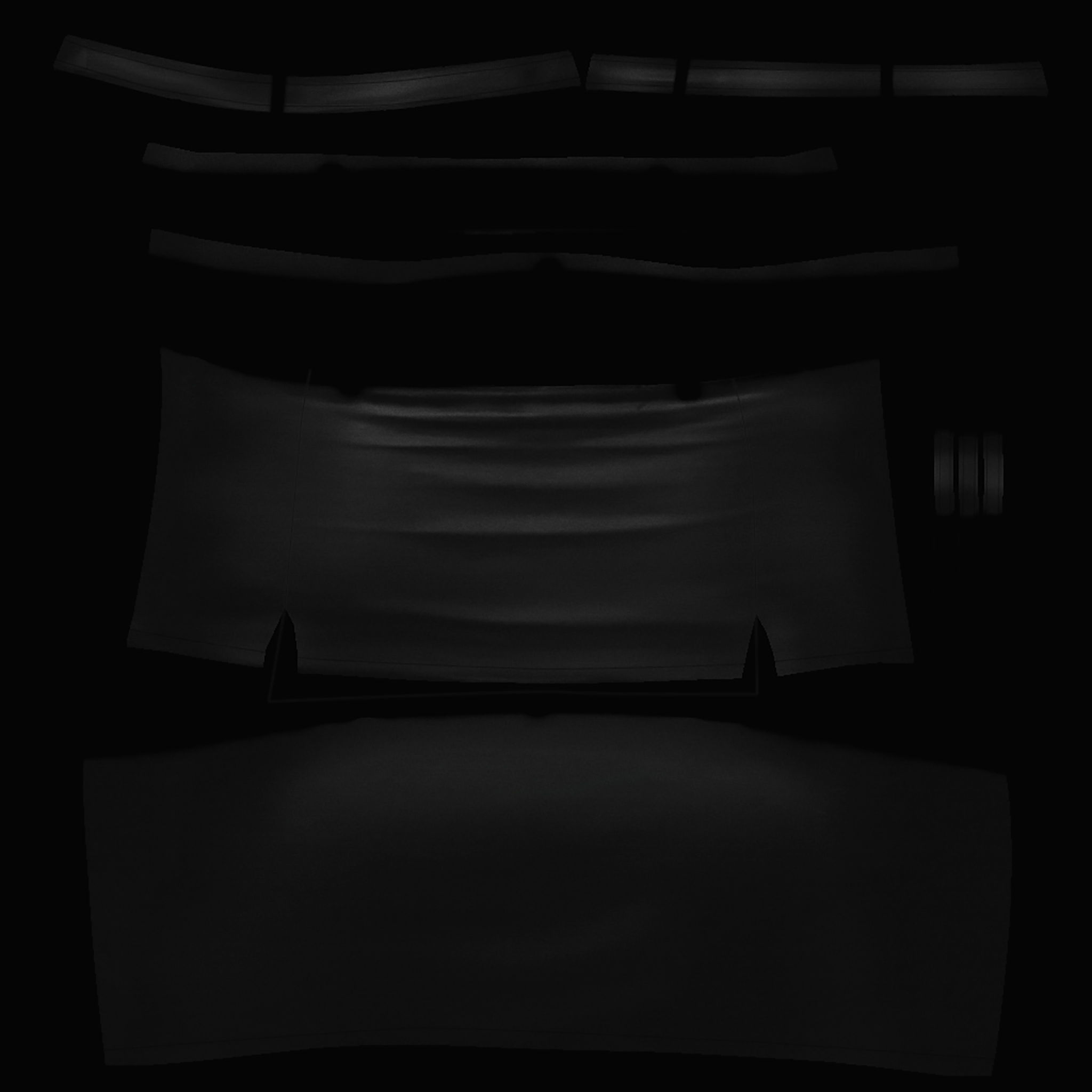 Double Front Slits Mini Skirt with Belt Low-poly 3D model_4