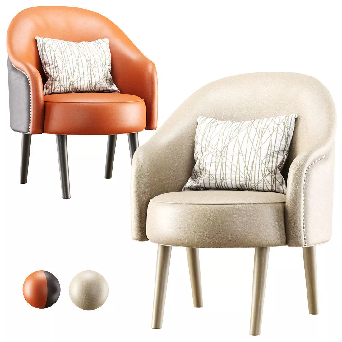 Amanda leather dining chair 3D model