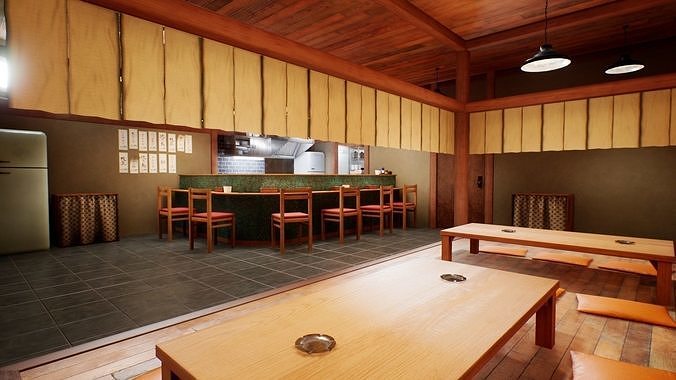 Japanese Restaurant - Scene and Assets Low-poly 3D model 5