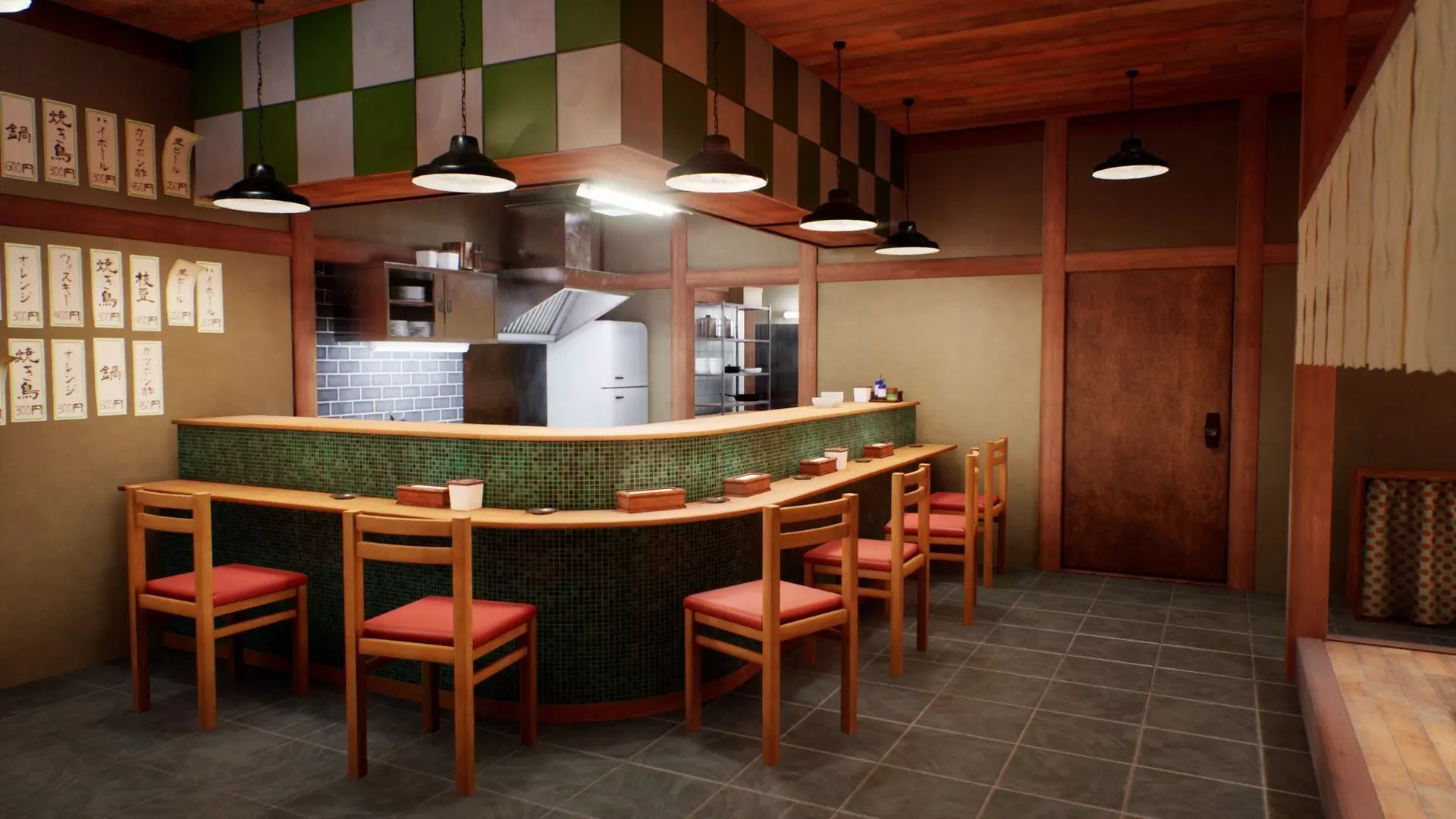 Japanese Restaurant - Scene and Assets Low-poly 3D model_0