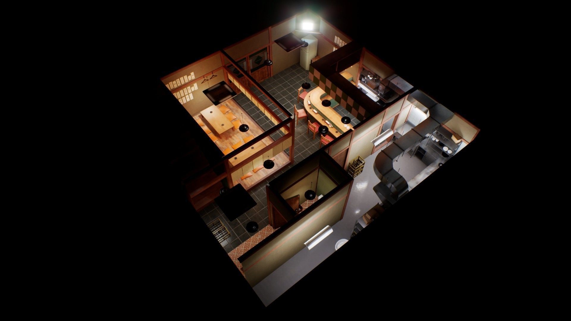 Japanese Restaurant - Scene and Assets Low-poly 3D model_9