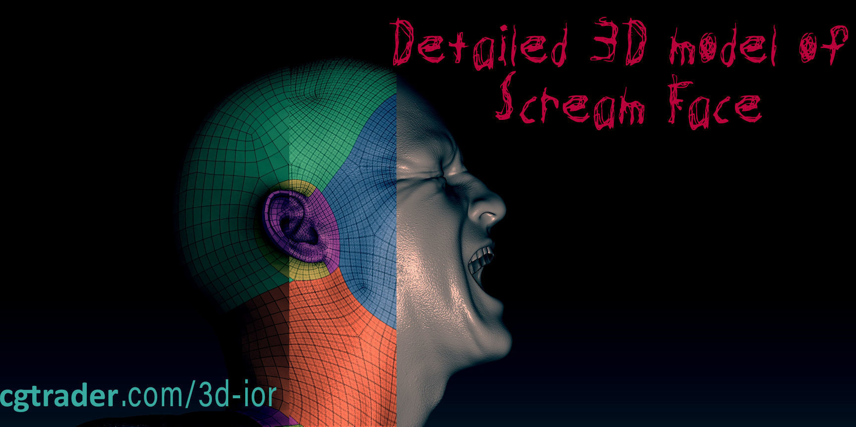 Scream Face 3D Model 3D model_2