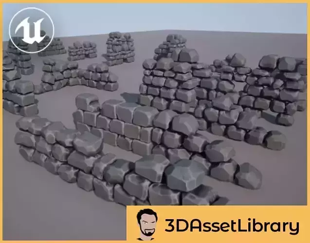 Stylized Walls Vol 1 For Unreal  Low-poly 3D model
