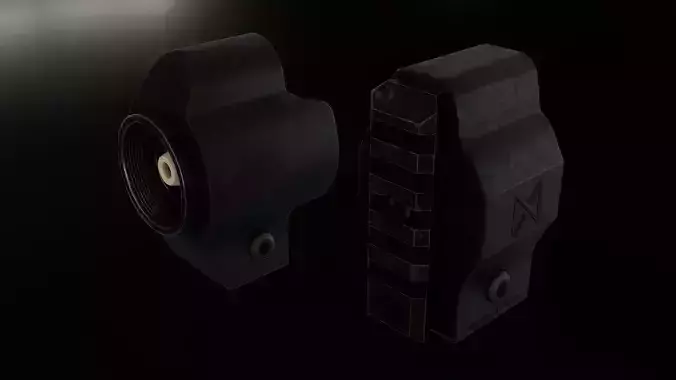 Brace and Picatinny Rail Adapter for MP5 Low-poly 3D model