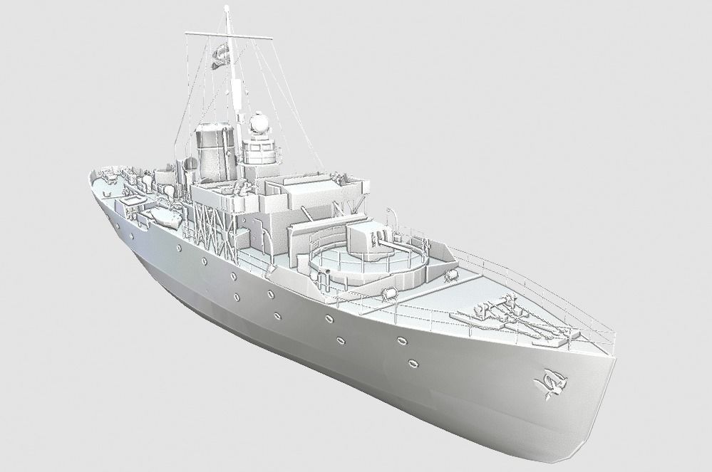 Corvette Ship Low-poly 3D model_10