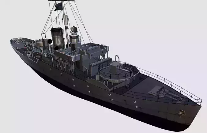 Corvette Ship Low-poly 3D model