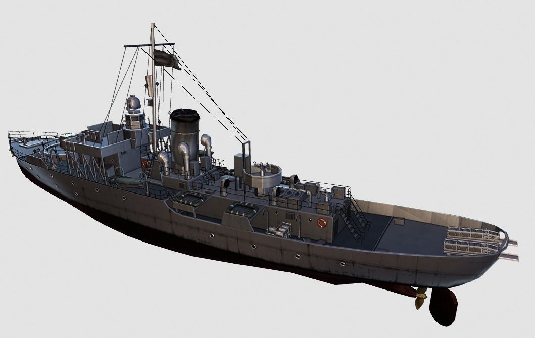 Corvette Ship Low-poly 3D model_2