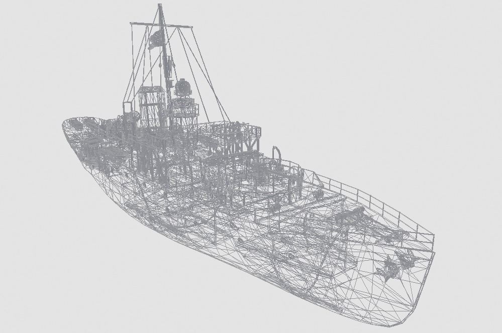 Corvette Ship Low-poly 3D model_11