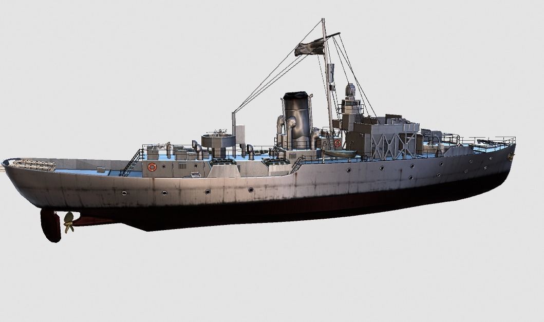 Corvette Ship Low-poly 3D model_3
