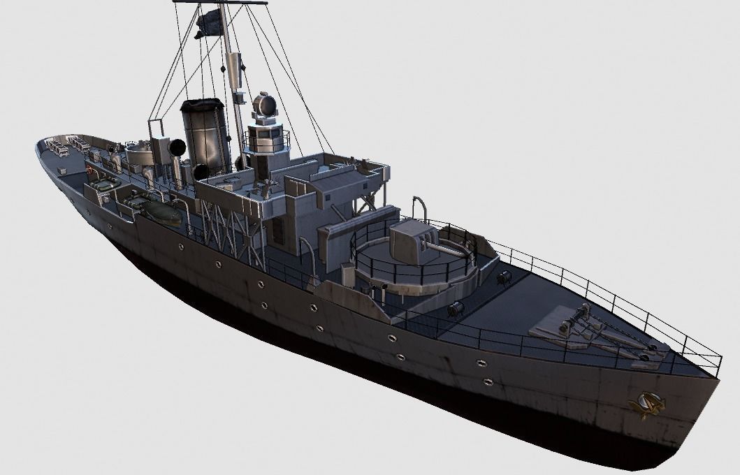 Corvette Ship Low-poly 3D model_12