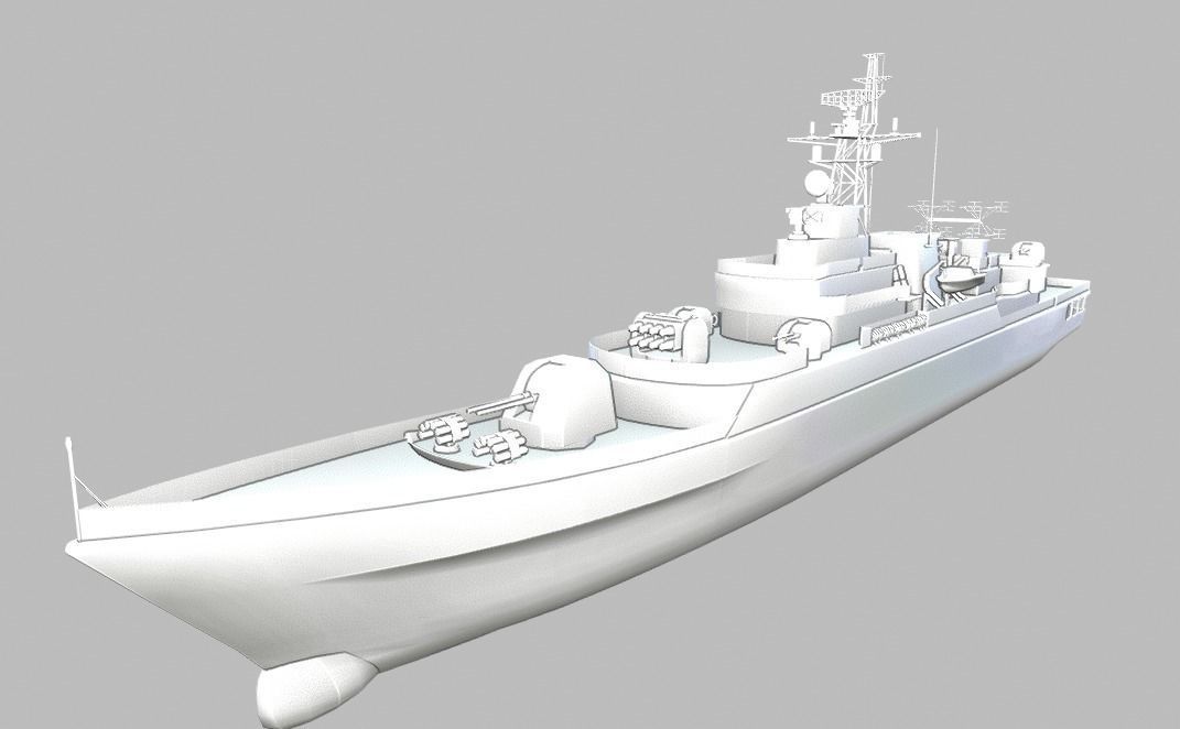 Frigate Ship Low-poly 3D model_10