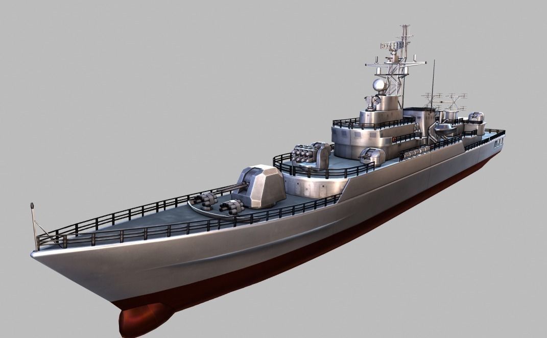 Frigate Ship Low-poly 3D model_9