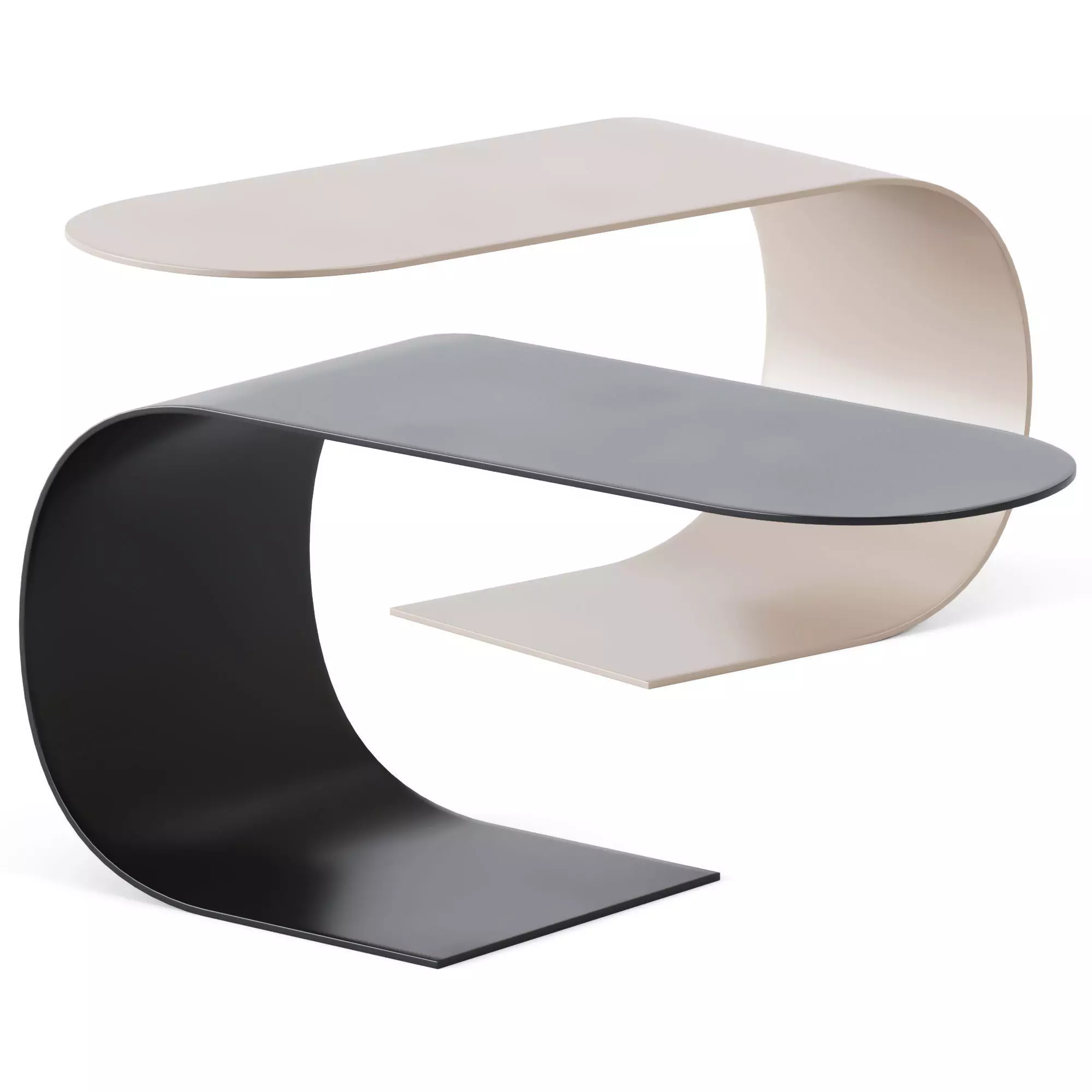 Contemporary Cantilever Table in Recycled 3D model_0