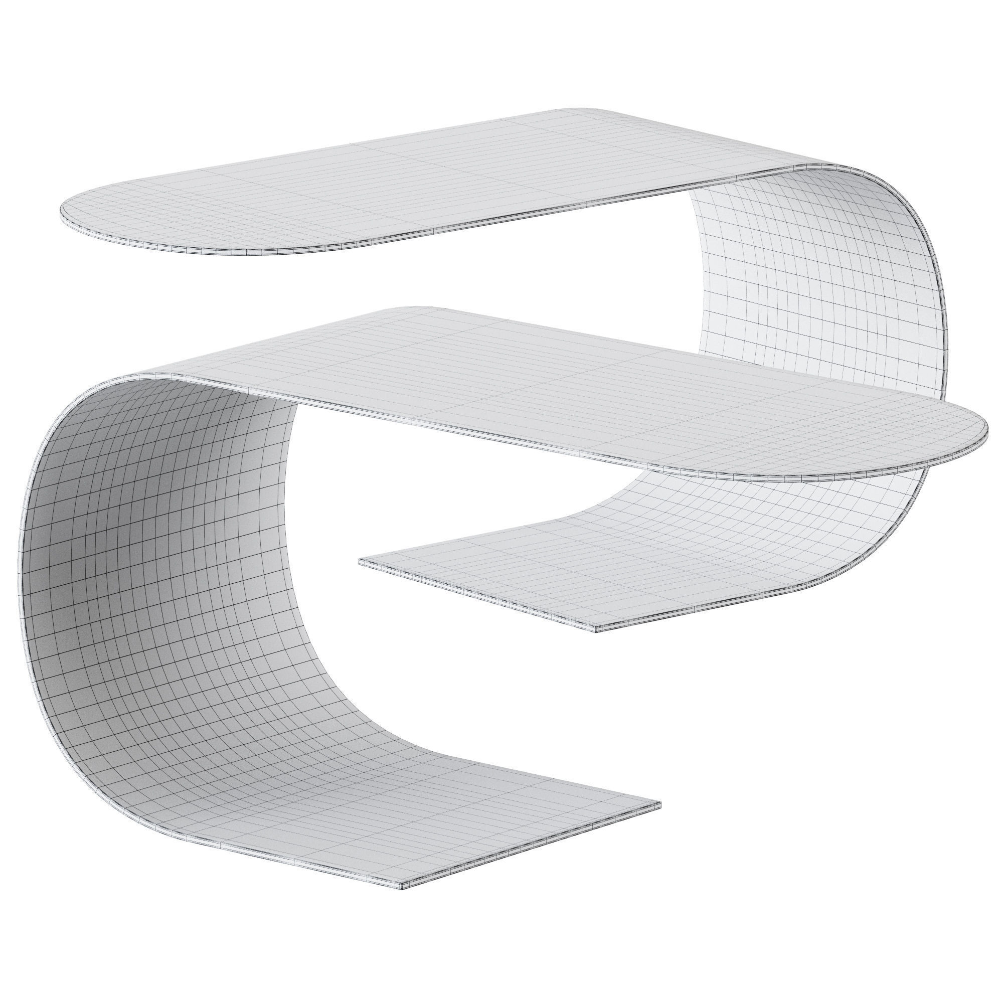 Contemporary Cantilever Table in Recycled 3D model_1