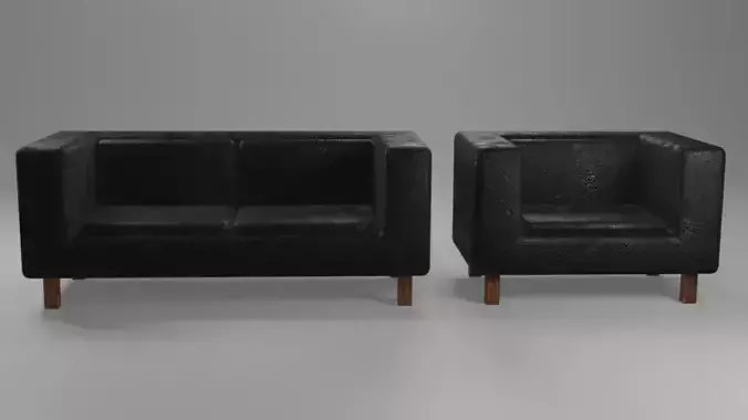 Lowpoly chair and couch set