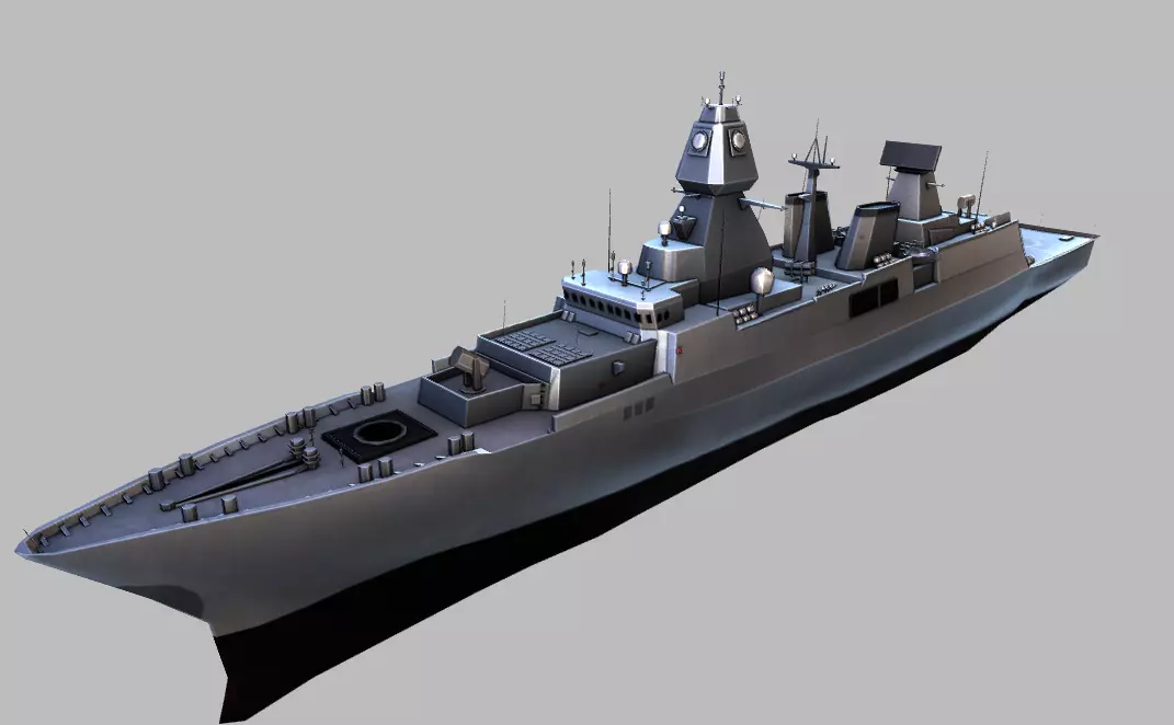 Frigate Ship Low-poly 3D model_0