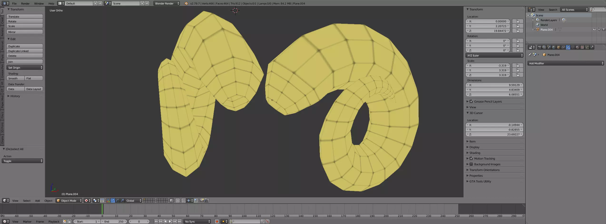 curled Ram horns 3D model_0