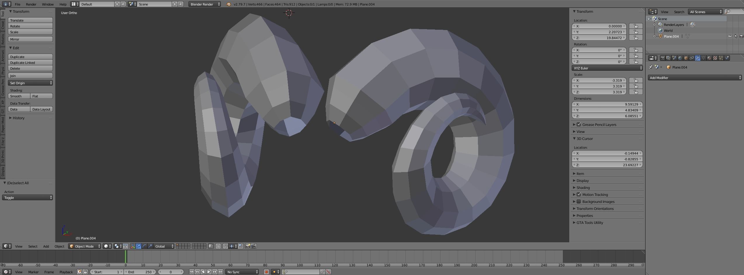 curled Ram horns 3D model_1