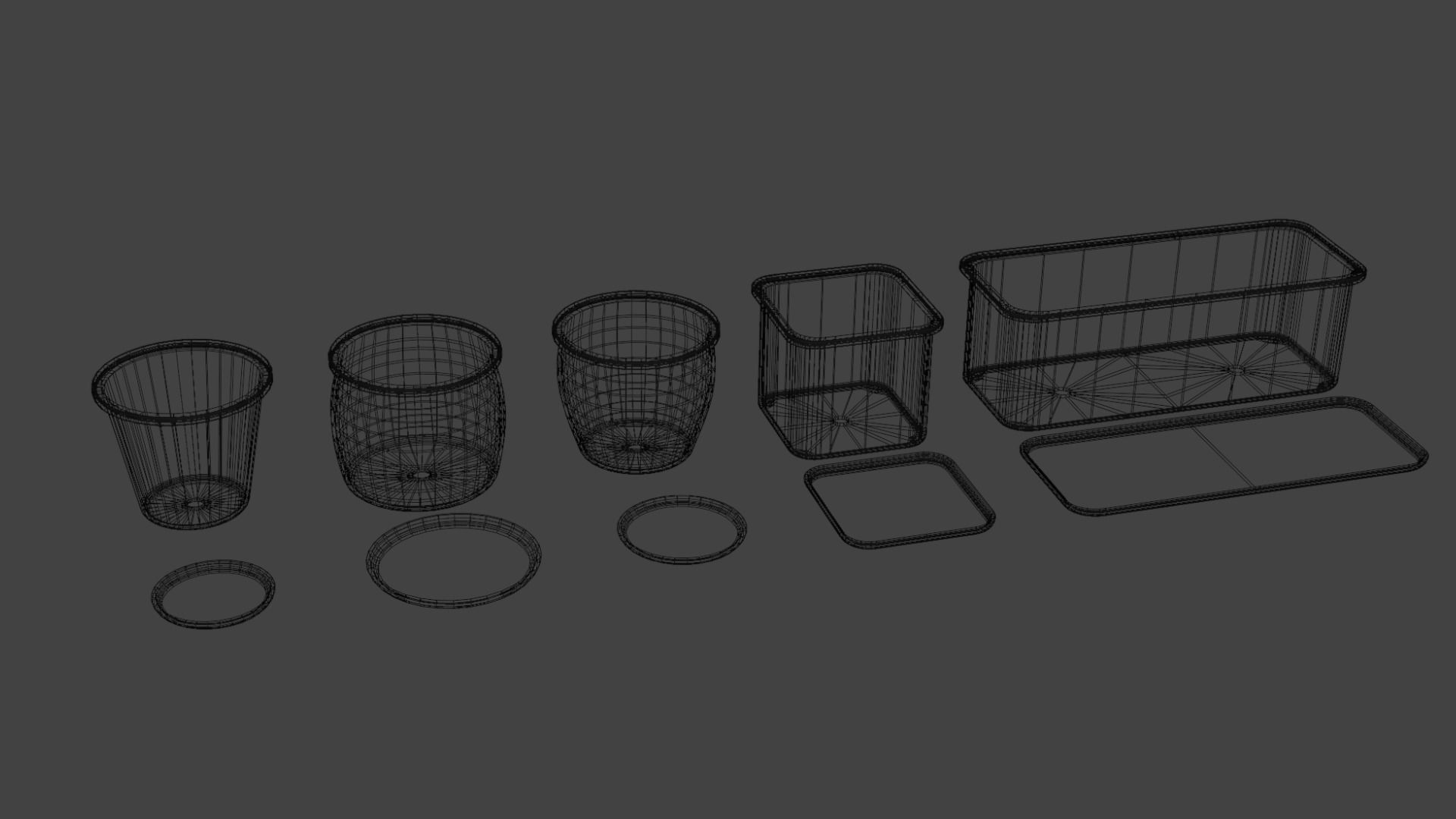 Plastic Flower Pots Low-poly 3D model_5