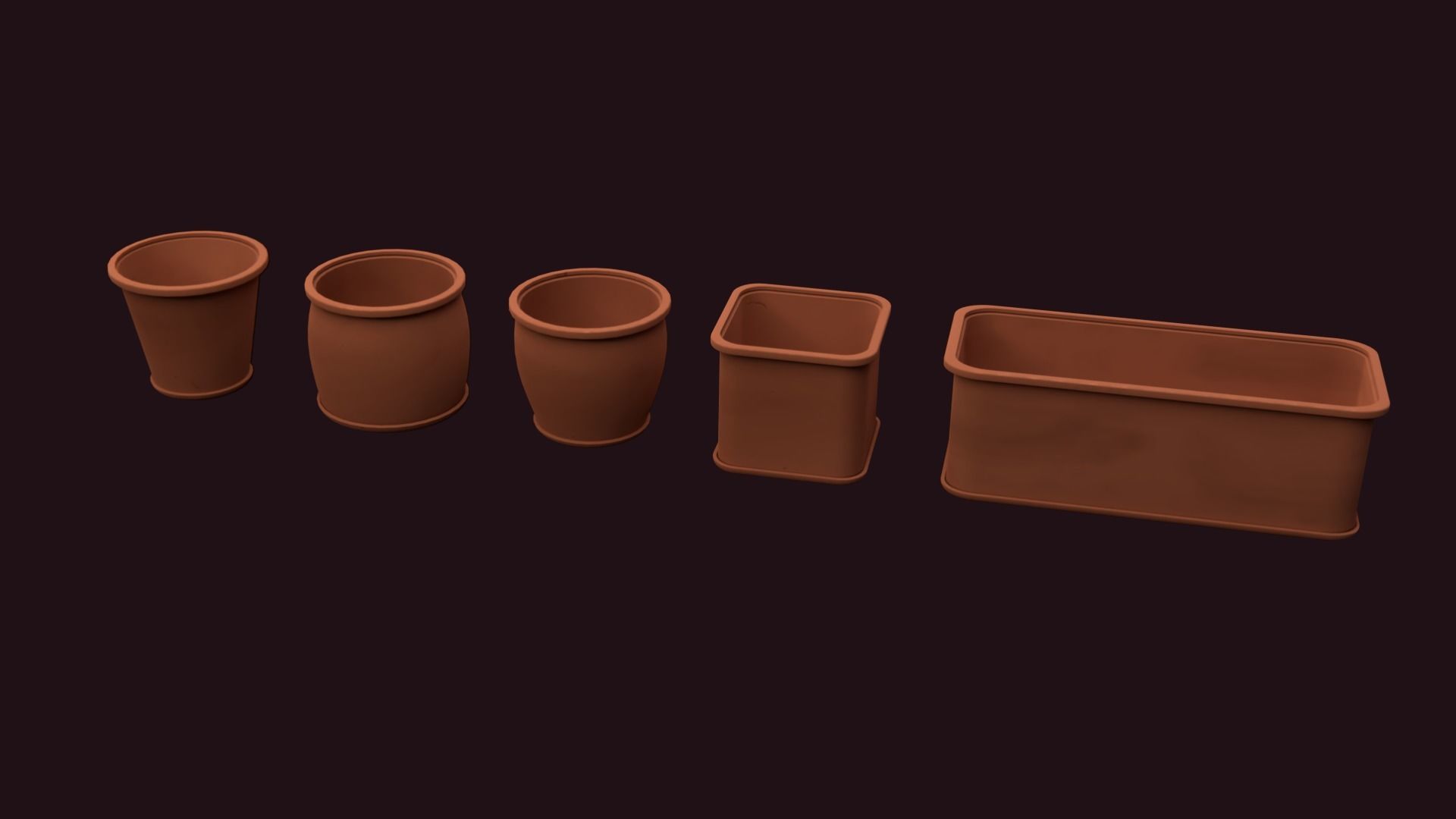 Plastic Flower Pots Low-poly 3D model_2