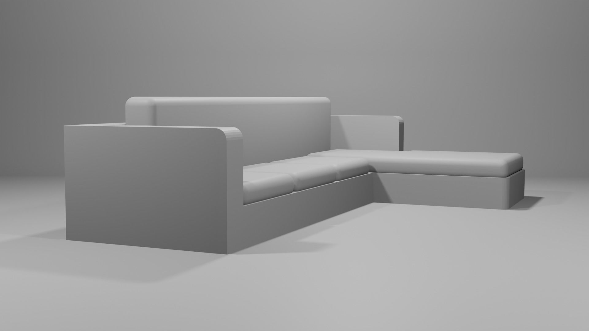 Low poly couch with chaise Low-poly 3D model_7