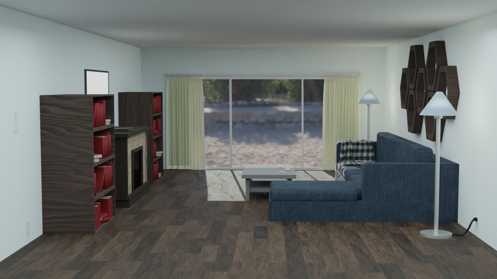 Low poly couch with chaise Low-poly 3D model_8