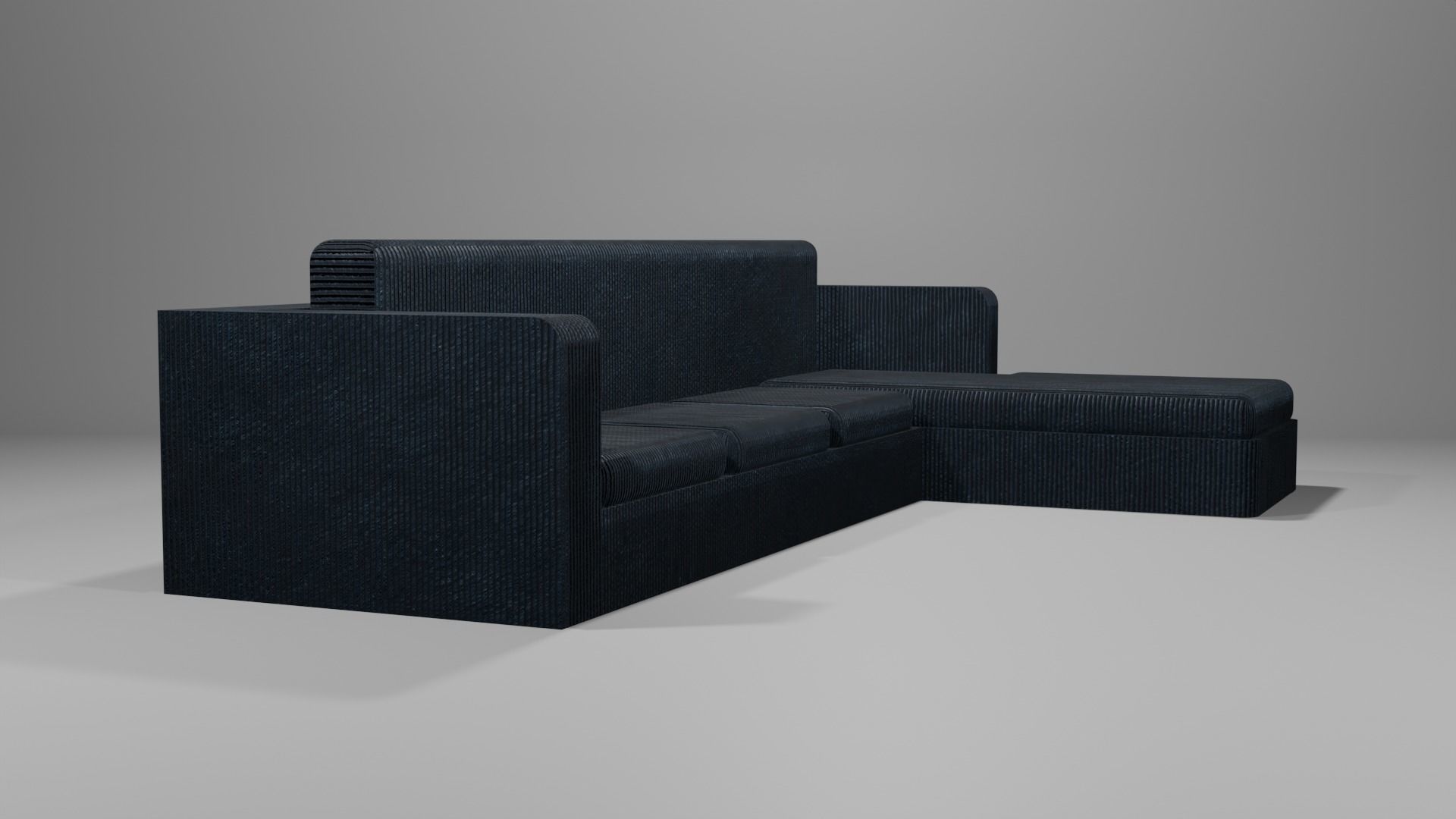 Low poly couch with chaise Low-poly 3D model_3