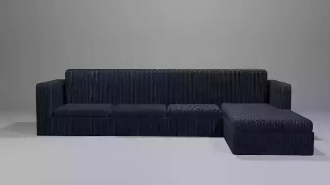 Low poly couch with chaise