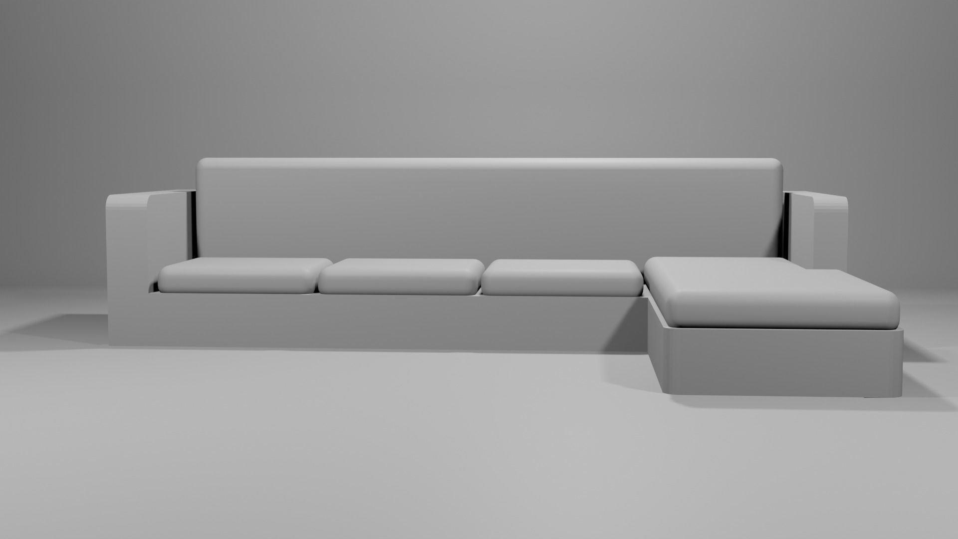 Low poly couch with chaise Low-poly 3D model_4
