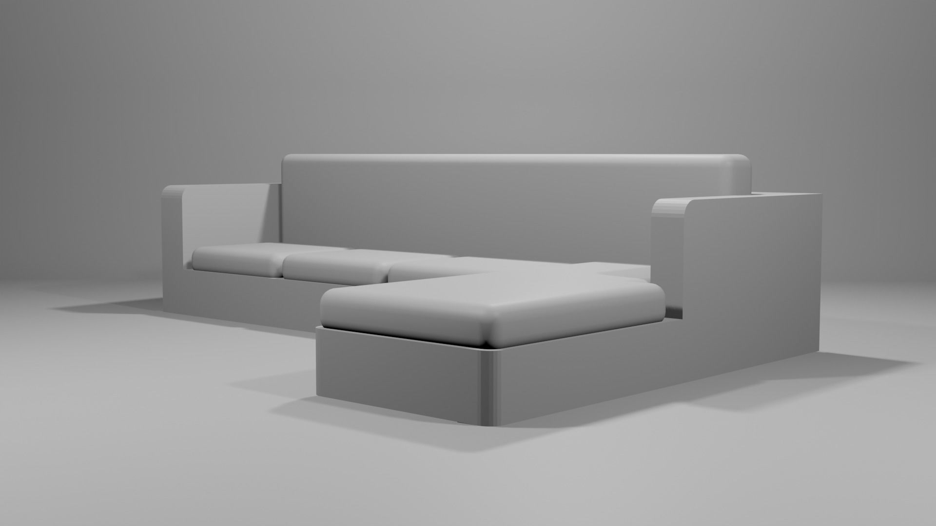 Low poly couch with chaise Low-poly 3D model_6