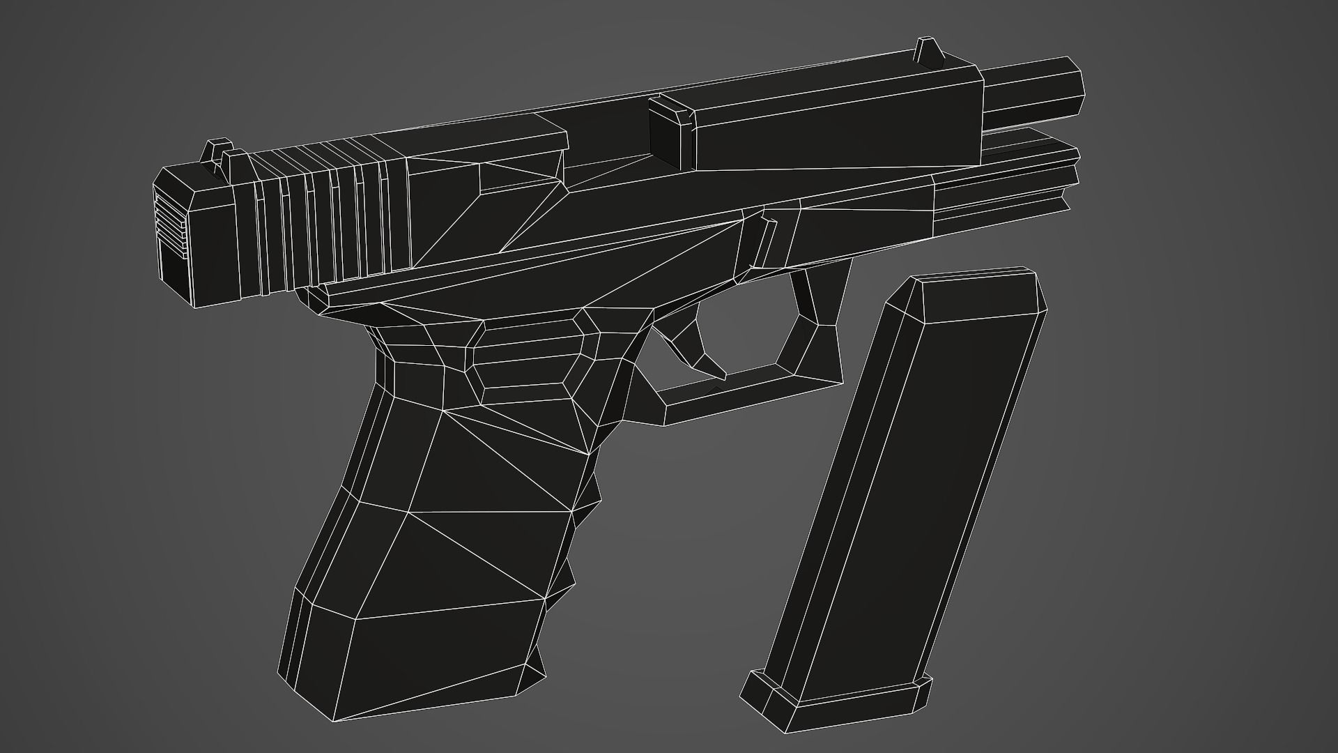 Stylized Glock 19 Low Poly Mobile Ready Low-poly 3D model_10