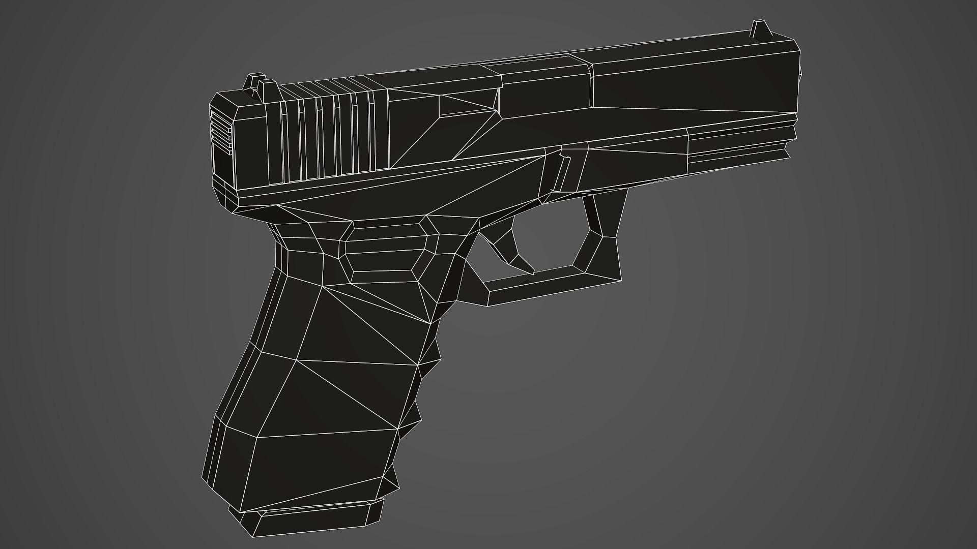 Stylized Glock 19 Low Poly Mobile Ready Low-poly 3D model_7