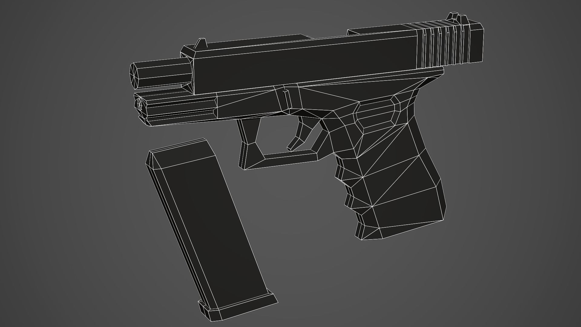 Stylized Glock 19 Low Poly Mobile Ready Low-poly 3D model_9