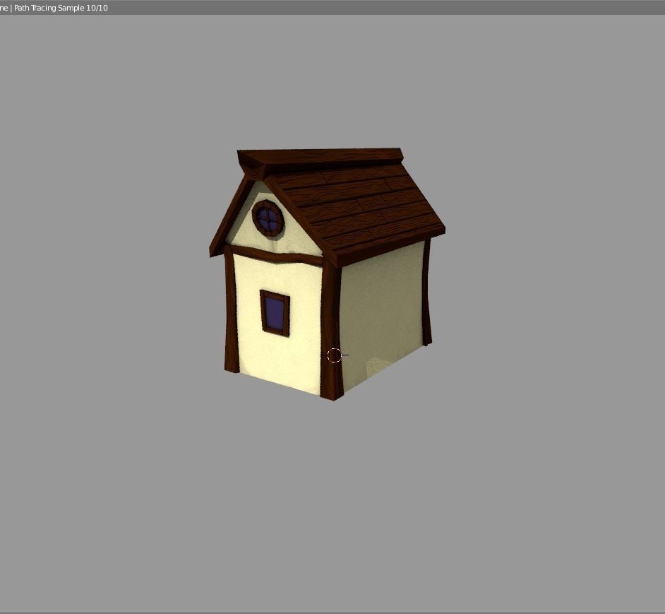Cottage house Low-poly 3D model_1