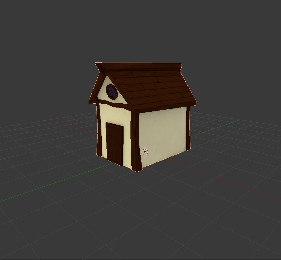 Cottage house Low-poly 3D model_2