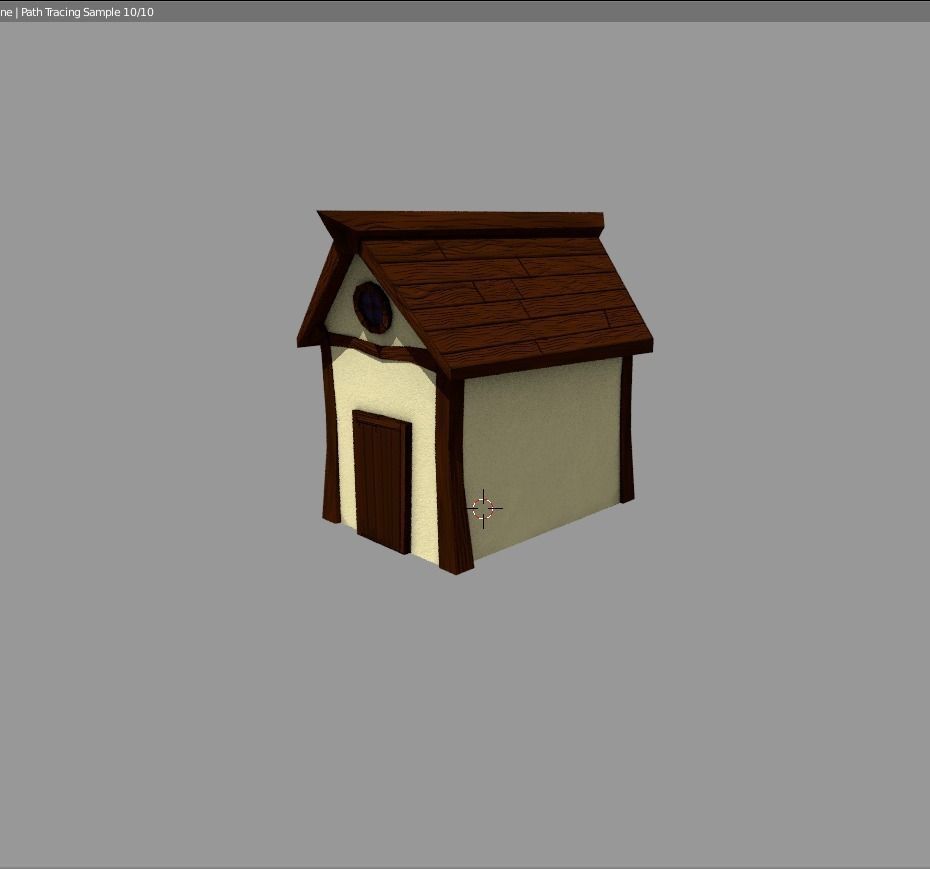 Cottage house Low-poly 3D model_0