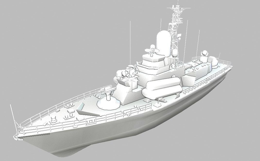 Frigate Ship Low-poly 3D model_13
