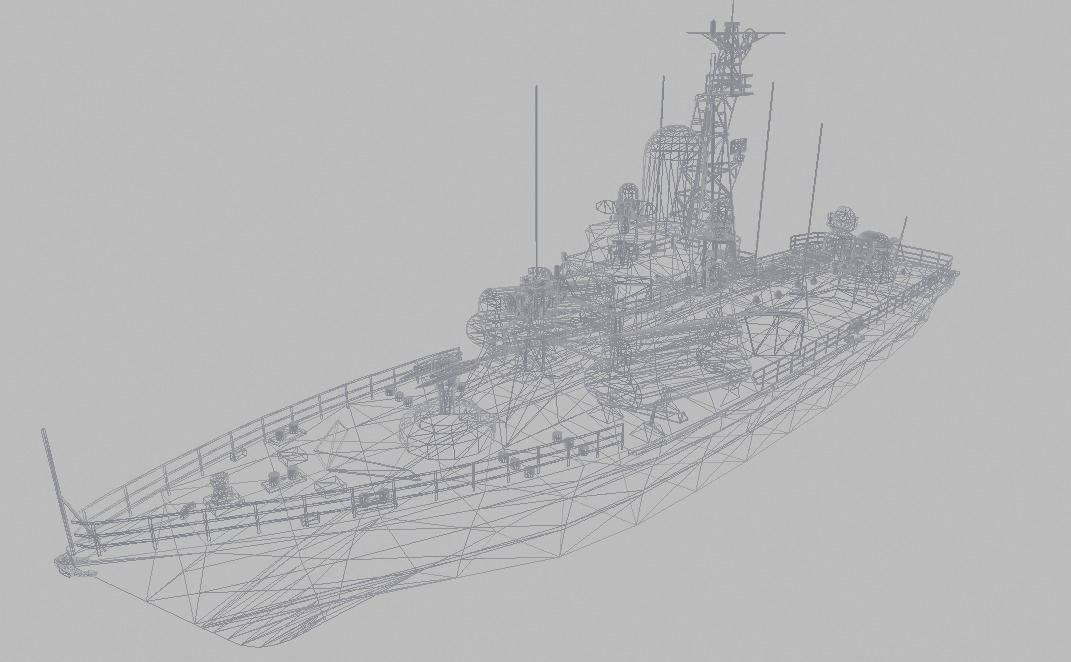 Frigate Ship Low-poly 3D model_9