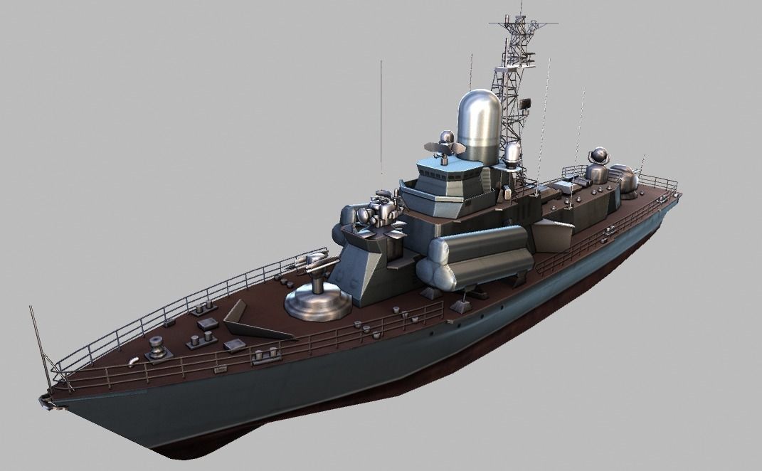 Frigate Ship Low-poly 3D model_2