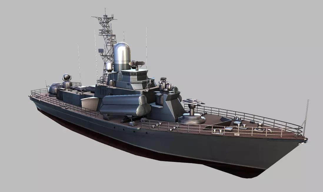 Frigate Ship Low-poly 3D model_0