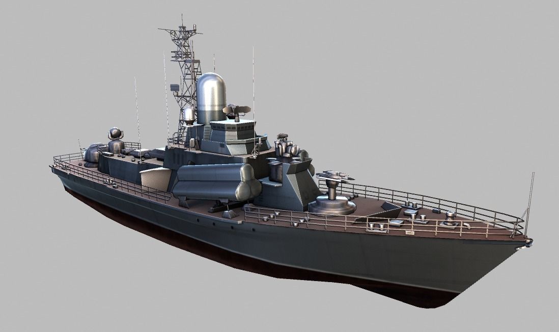 Frigate Ship Low-poly 3D model_5