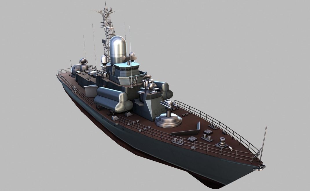 Frigate Ship Low-poly 3D model_11