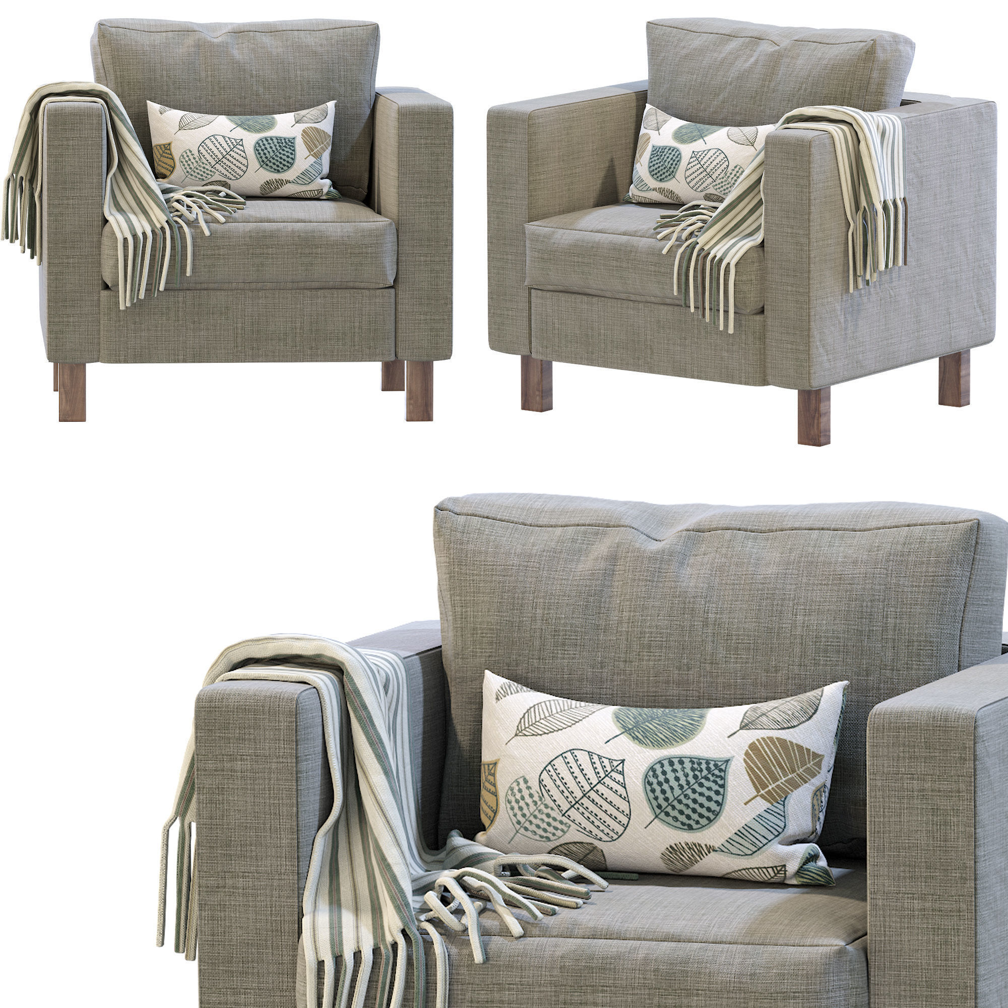 Armchair Karlstad By IKEA 3D model_5