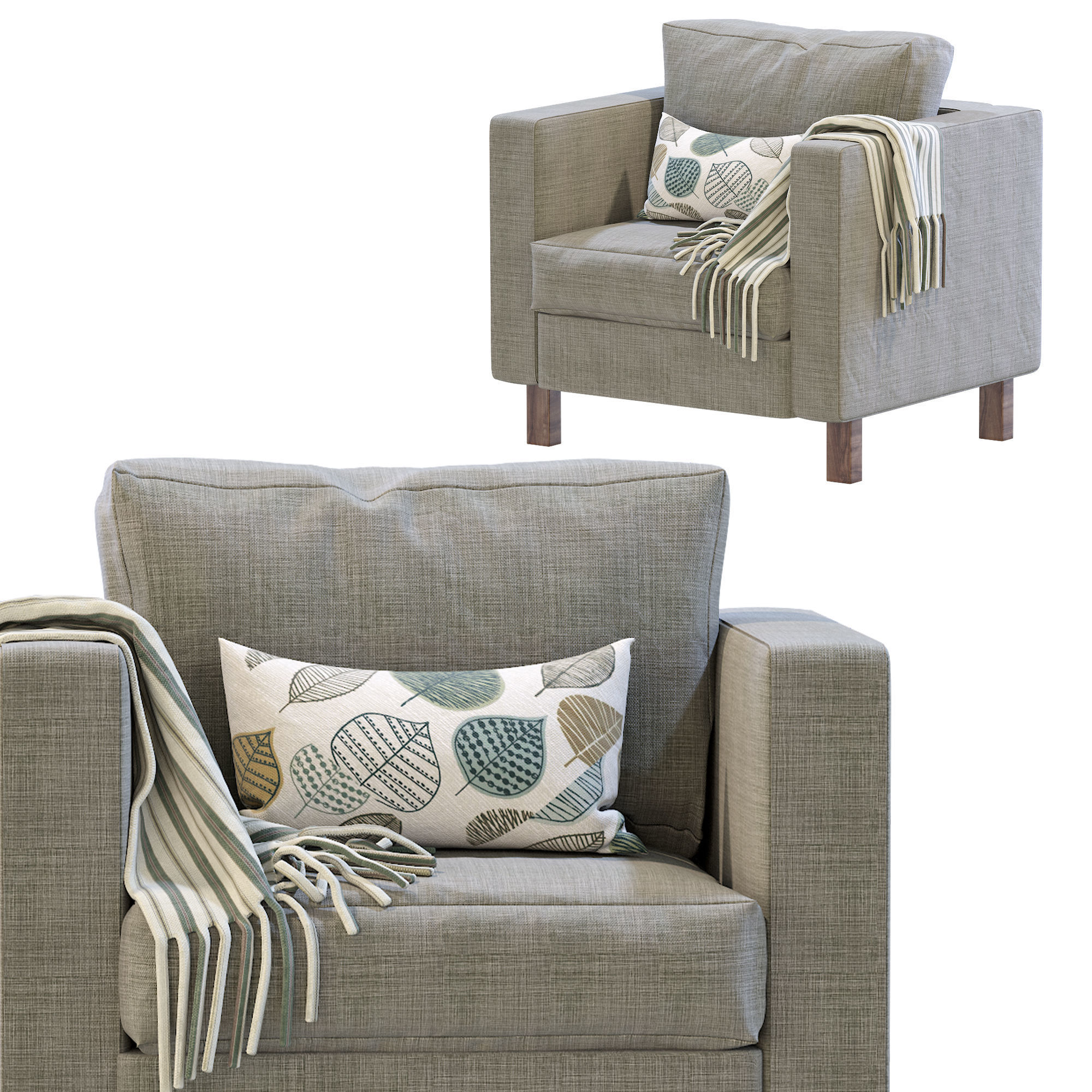 Armchair Karlstad By IKEA 3D model_2