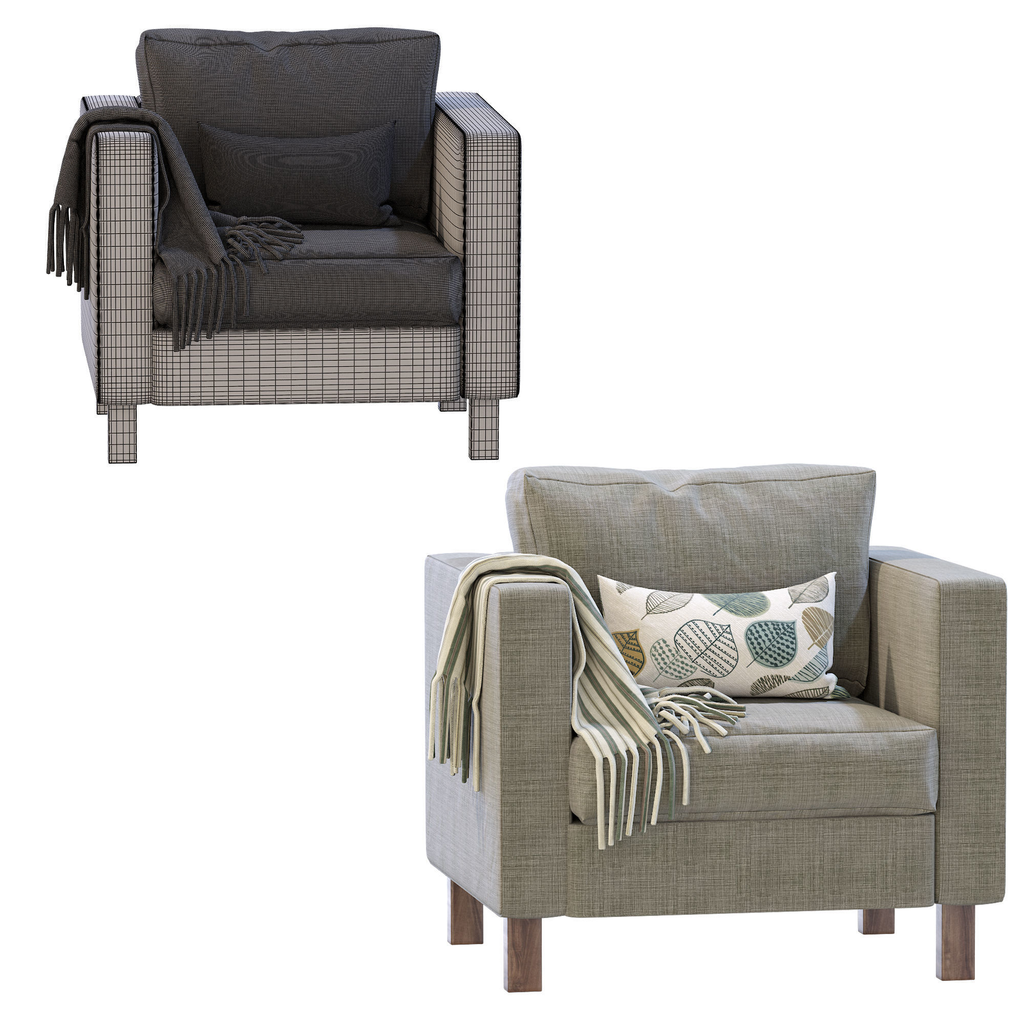 Armchair Karlstad By IKEA 3D model_4