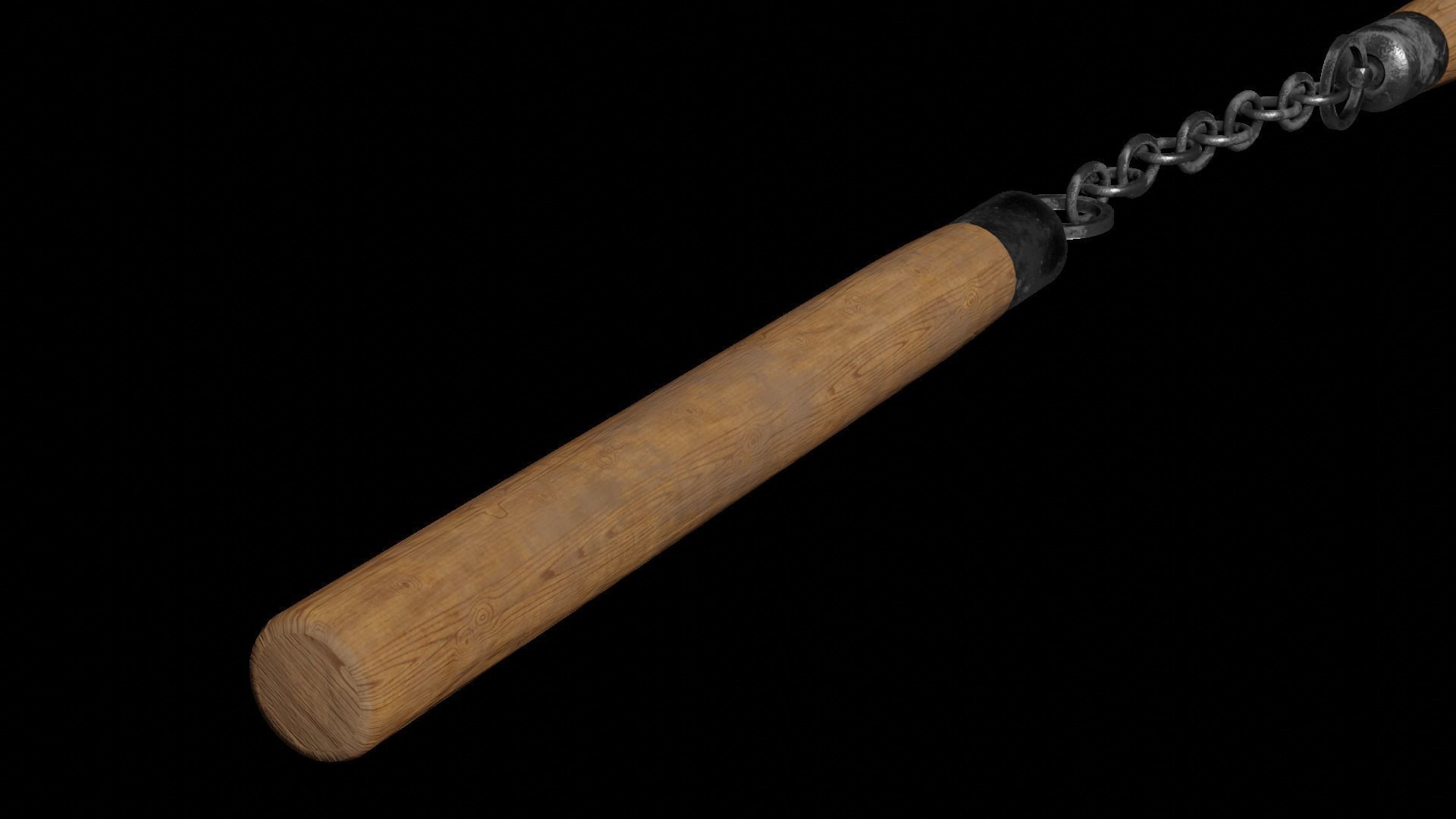 Nunchaku Rigged 3D model_7